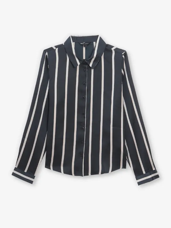 ONLY black stripe linen shirt