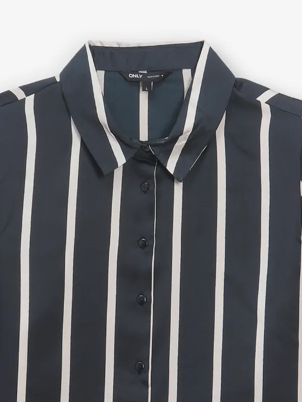 ONLY black stripe linen shirt