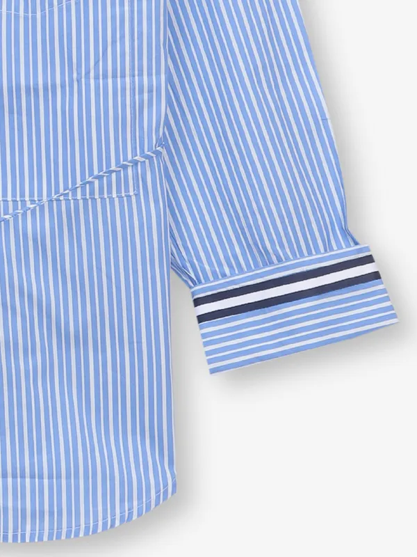 ONLY blue stripe cotton silk shirt