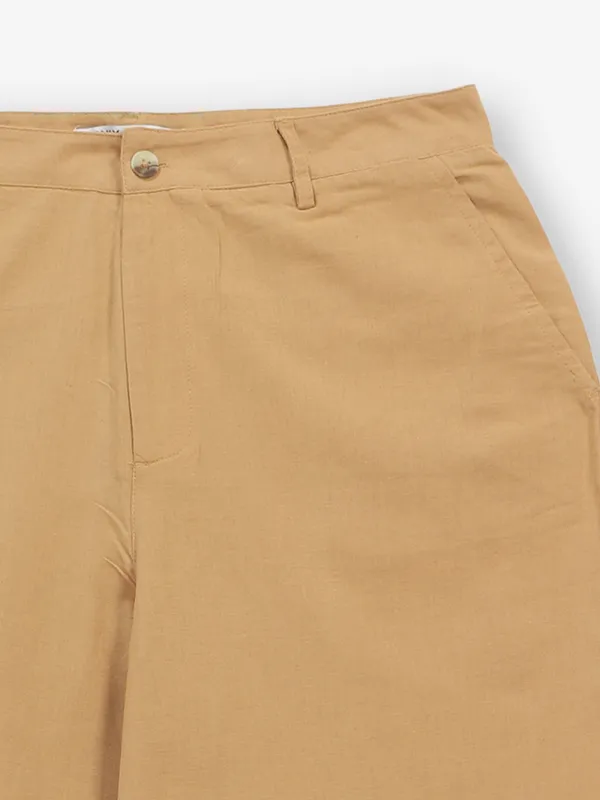 ONLY dark beige solid cotton trouser