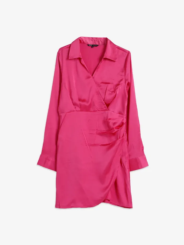ONLY dark pink satin dress