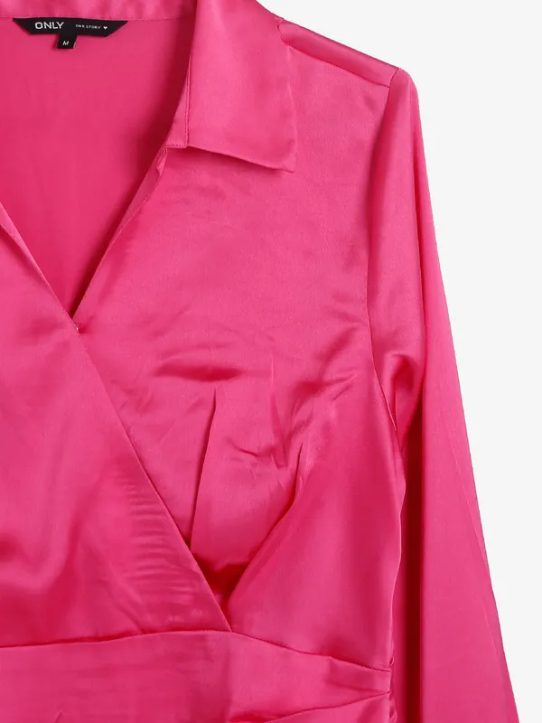 ONLY dark pink satin dress