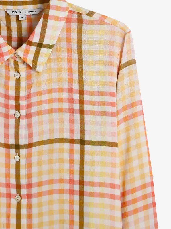 ONLY light yellow cotton checks shirt