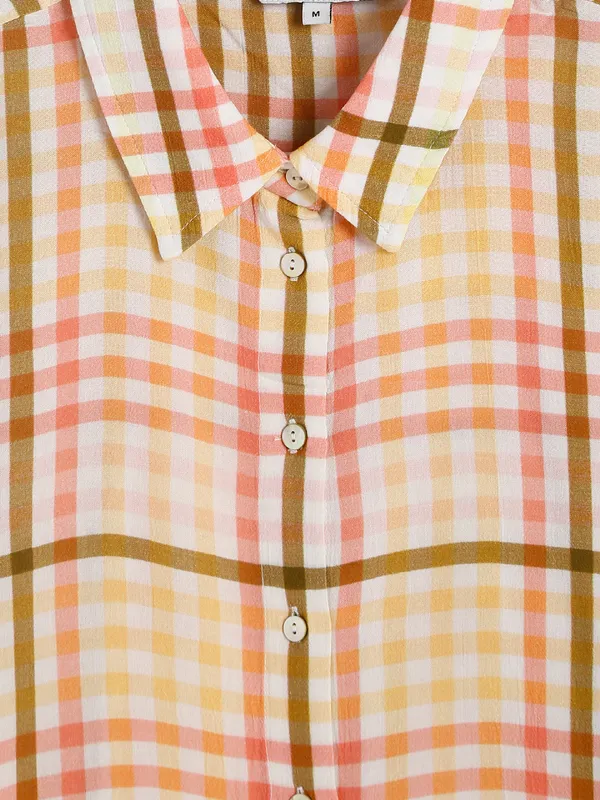 ONLY light yellow cotton checks shirt