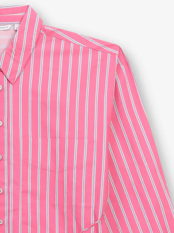 ONLY magenta cotton silk stripe shirt