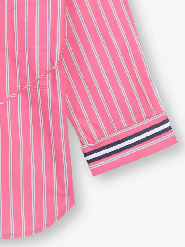 ONLY magenta cotton silk stripe shirt