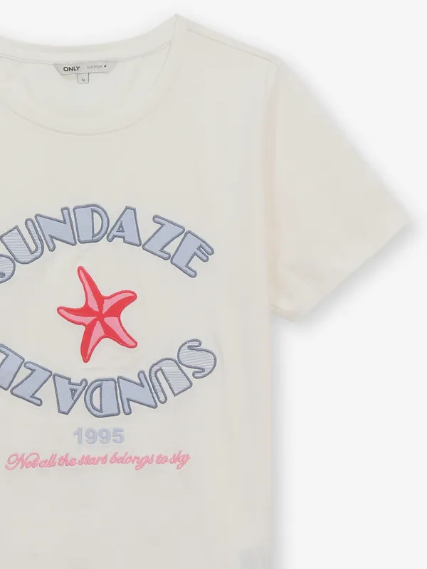 ONLY off-white cotton t-shirt for women