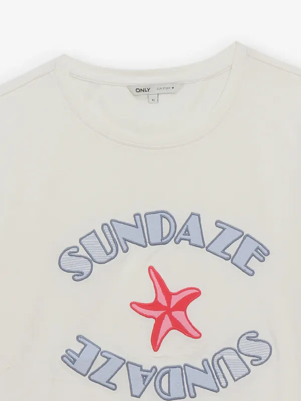 ONLY off-white cotton t-shirt for women