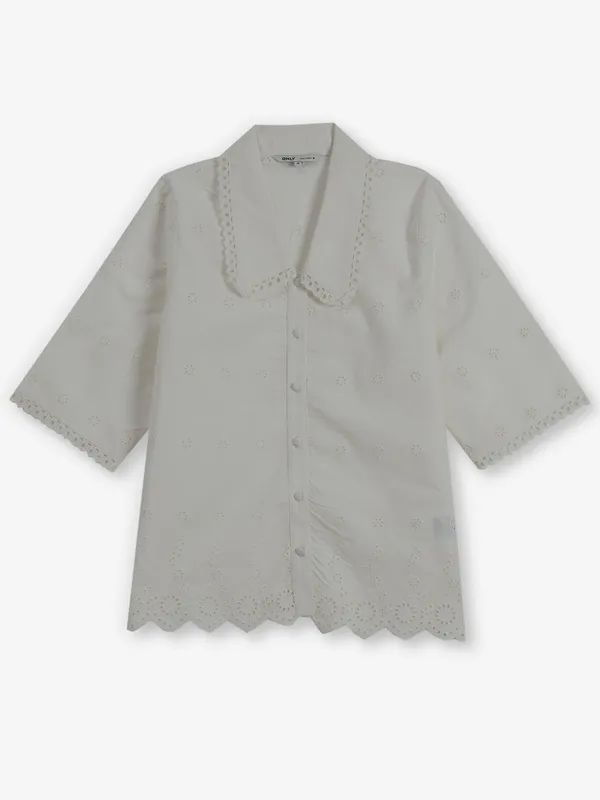 ONLY off-white cotton top for women