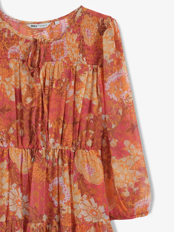 ONLY orange printed chiffon dress