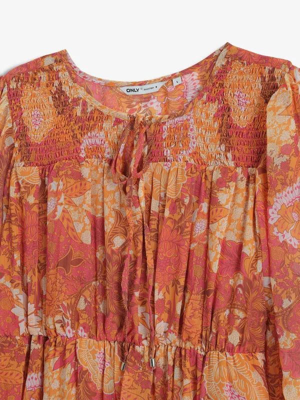 ONLY orange printed chiffon dress