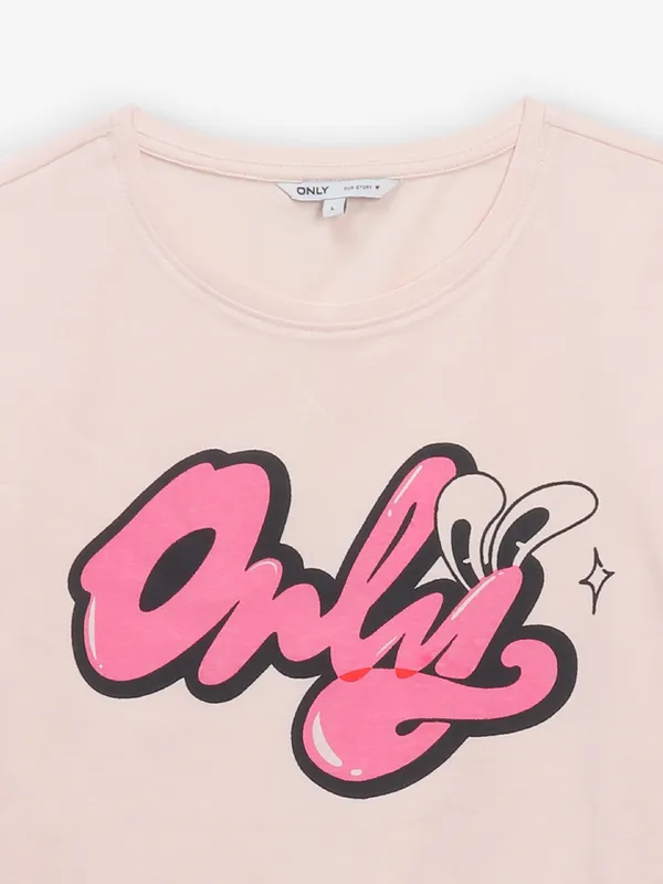 ONLY peach brand name cotton t-shirt