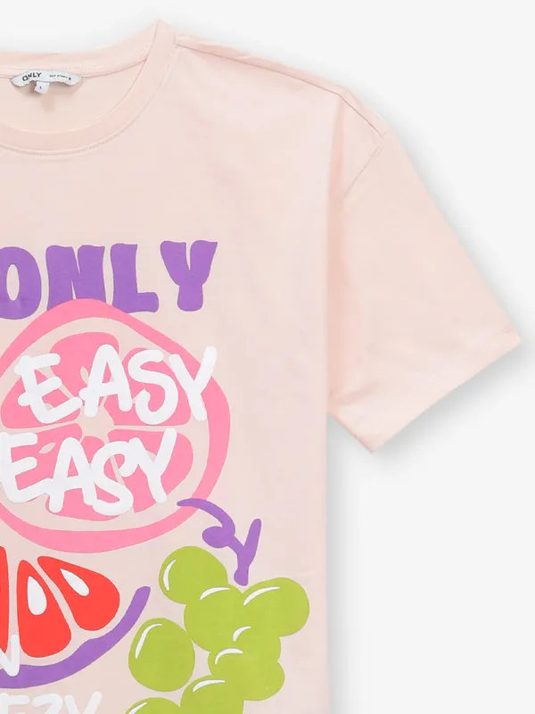 ONLY peach printed cotton t-shirt