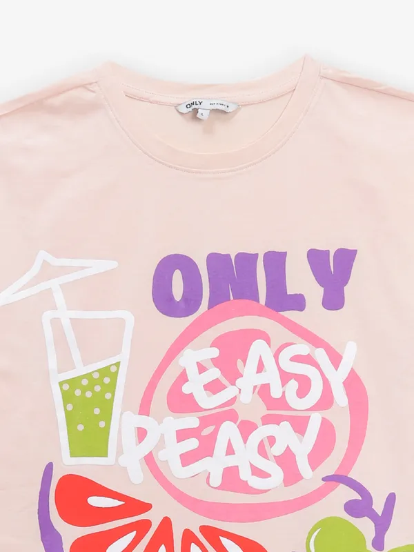 ONLY peach printed cotton t-shirt