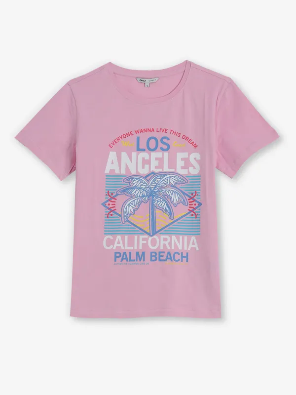 ONLY pink printed cotton t-shirt for women