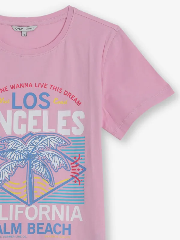 ONLY pink printed cotton t-shirt for women