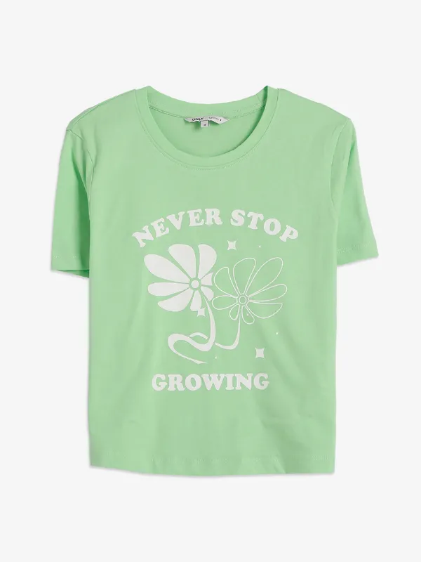 ONLY pista green printed t-shirt