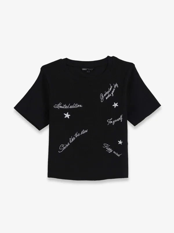 ONLY printed black cotton t-shirt for women