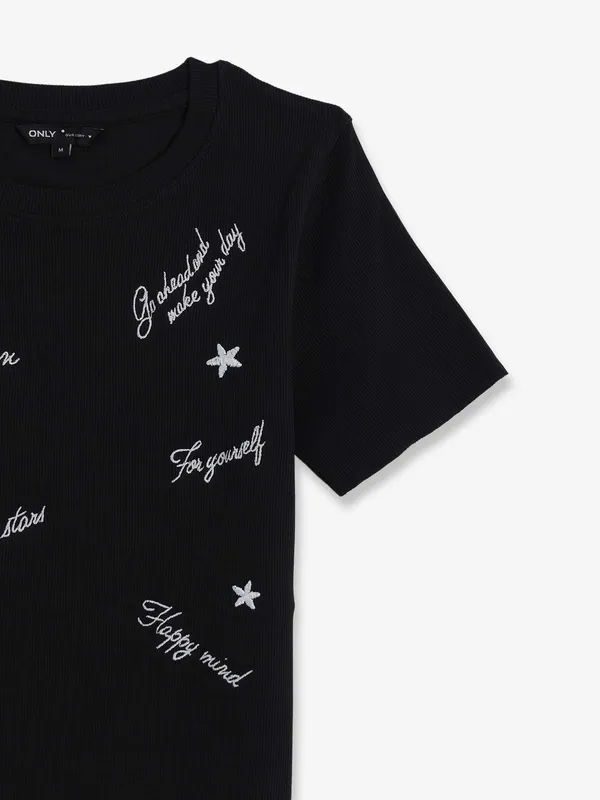 ONLY printed black cotton t-shirt for women