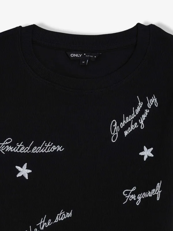 ONLY printed black cotton t-shirt for women