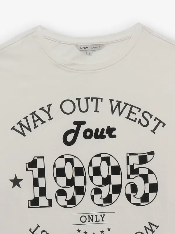 ONLY printed cotto t-shirt in off-white