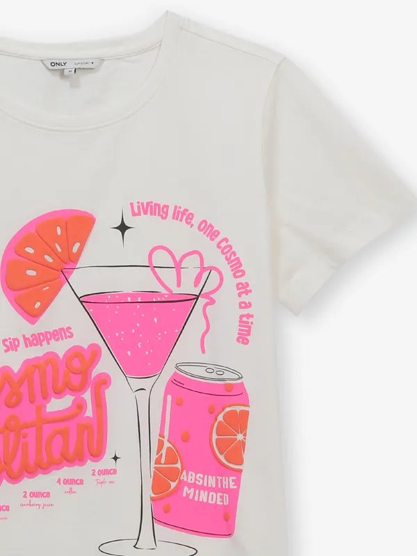 ONLY printed cotton off-white t-shirt