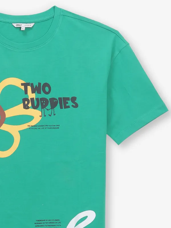 ONLY printed green cotton t-shirt