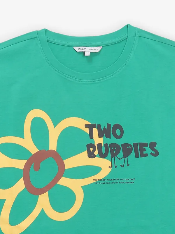 ONLY printed green cotton t-shirt