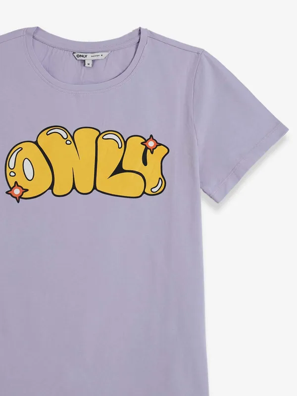 ONLY printed light purple cotton t-shirt