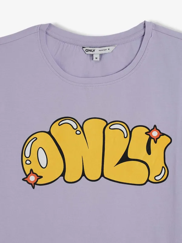 ONLY printed light purple cotton t-shirt