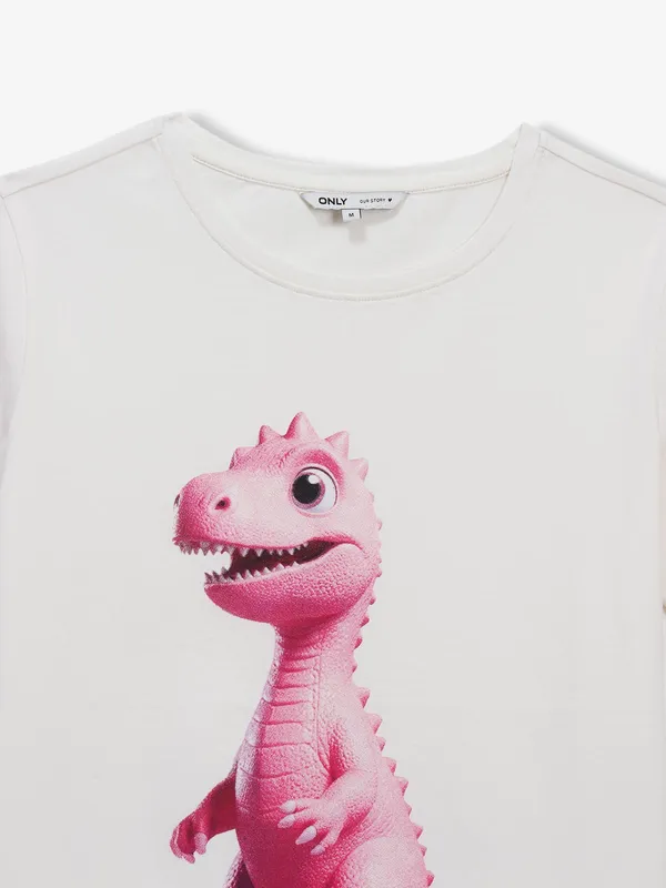 ONLY printed off-white cotton t-shirt