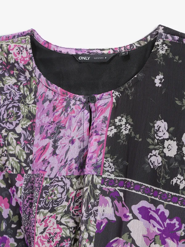 ONLY purple and black floral printed dress