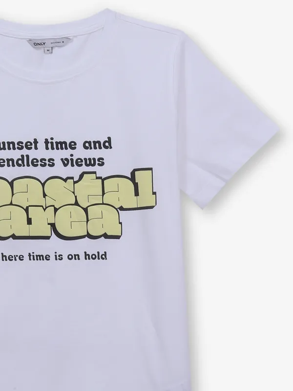 ONLY white cotton t-shirt in printed