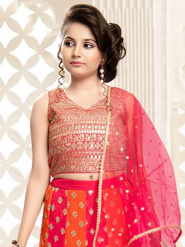 Orange and magenta georgette lehenga choli