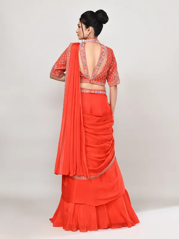 Orange chiffon heavy work designer lehenga choli