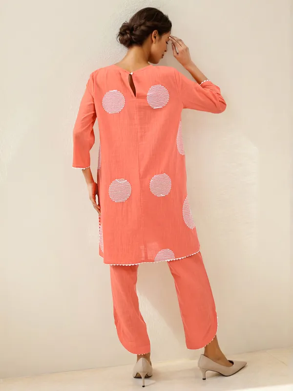 Orange cotton co ord set for women