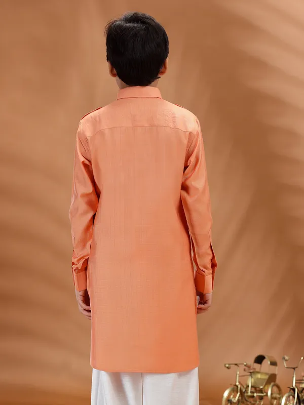 Orange cotton kurta for boys festive mood