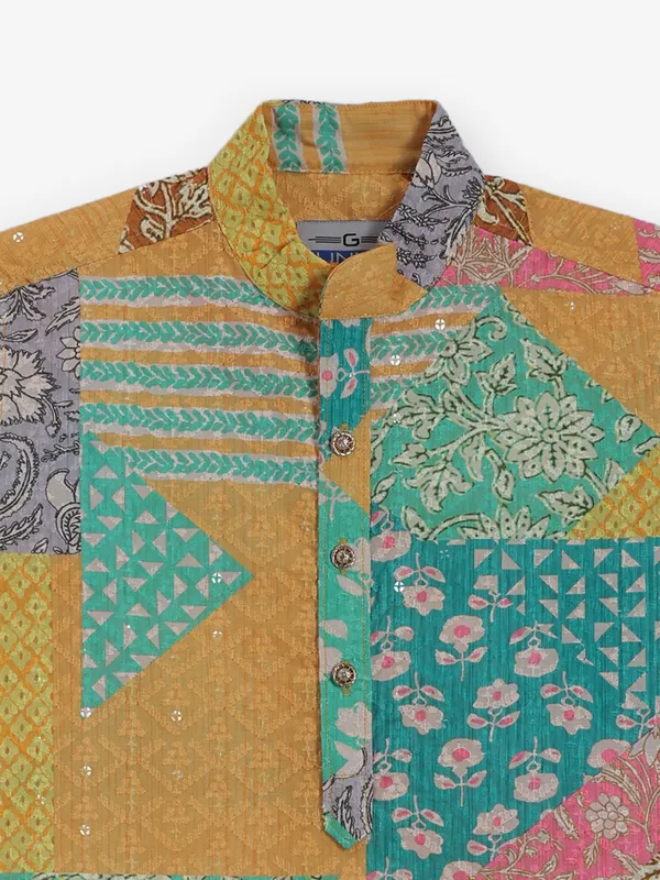 Orange cotton silk kurta for festive