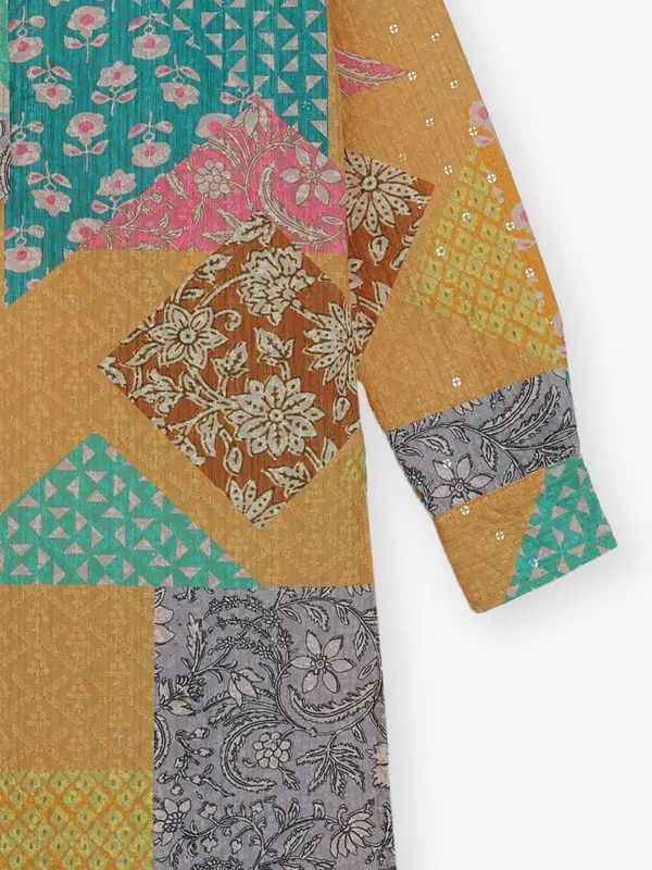 Orange cotton silk kurta for festive
