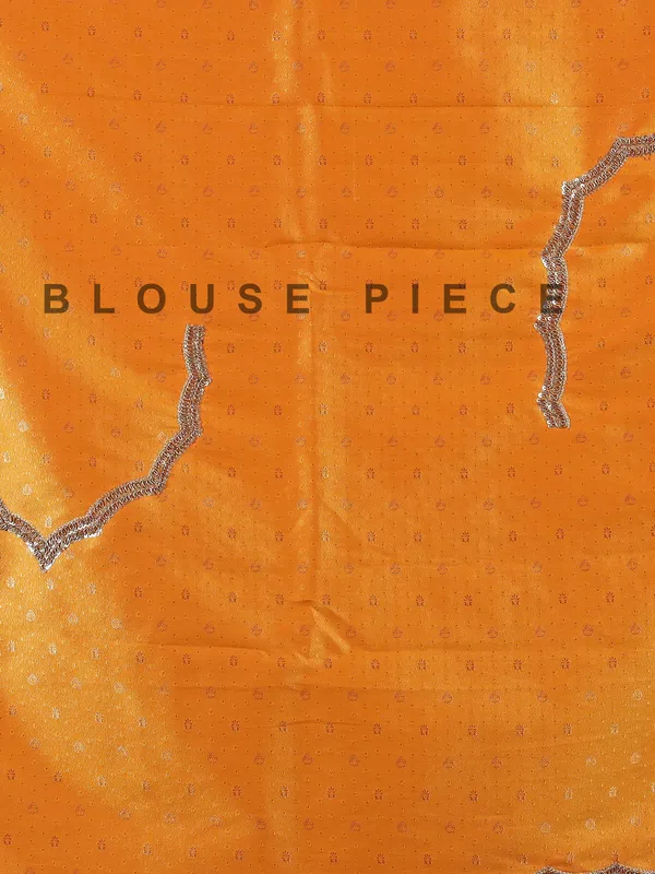 Orange dola silk unstitched saree with zardosi weaving