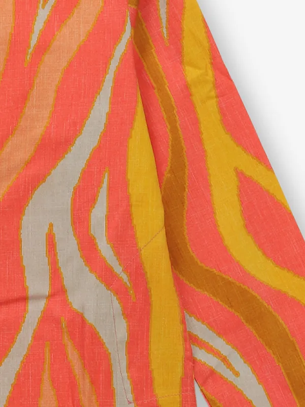 Orange festive wear cotton kurta suit for boys