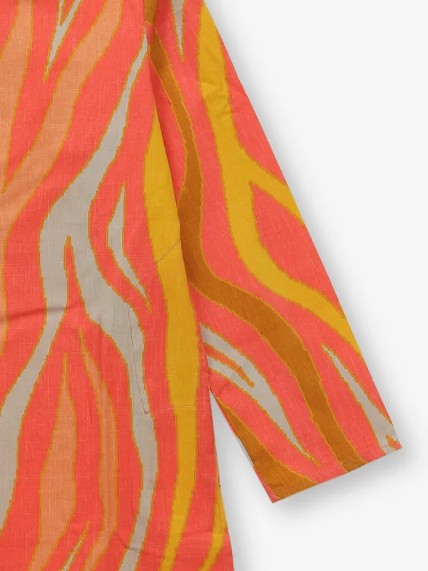 Orange festive wear cotton kurta suit for boys