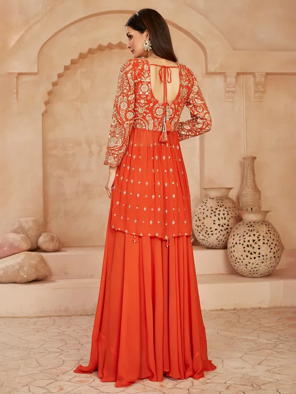 Orange georgette pakistani palazzo suit