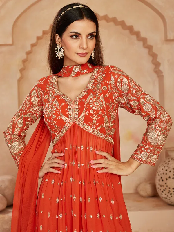 Orange georgette pakistani palazzo suit