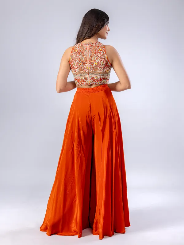 Orange georgette palazzo suit for women