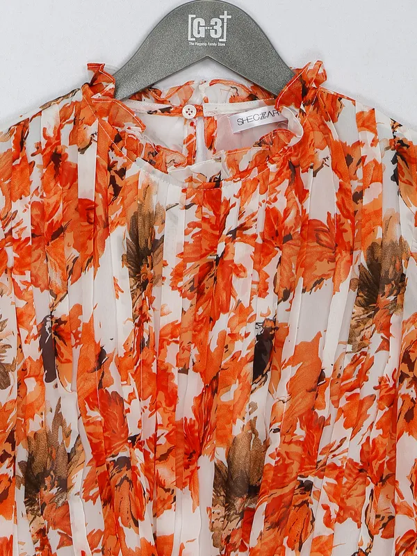 Orange georgette printed crop top