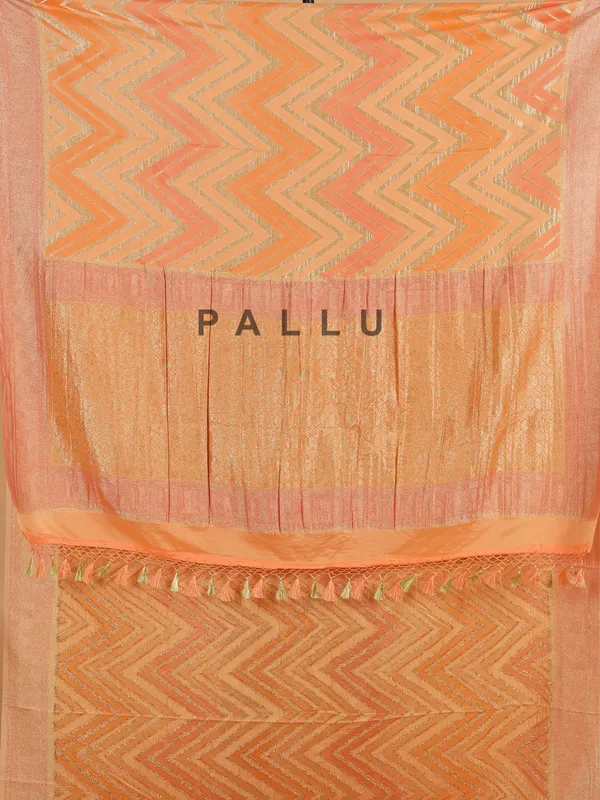 Orange georgette saree with contrast border