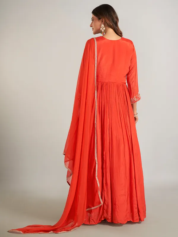 Orange georgette wedding wear anarkali suit
