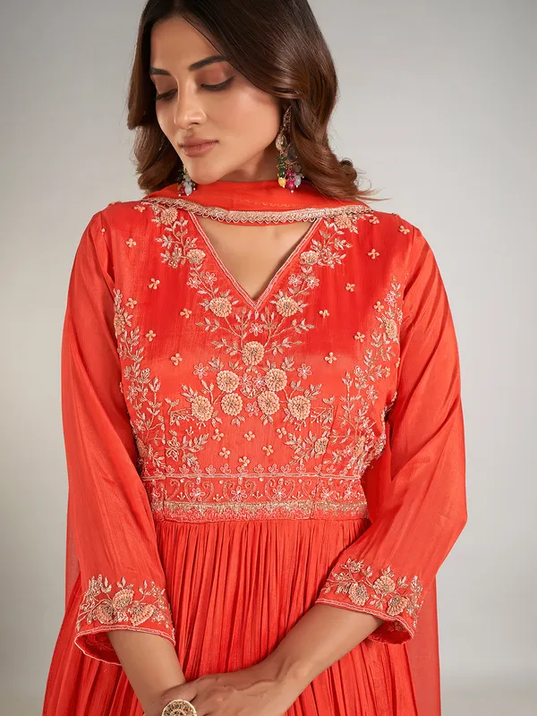 Orange georgette wedding wear anarkali suit