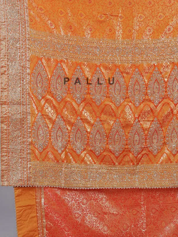 Orange kanjivaram silk with heritage detailing